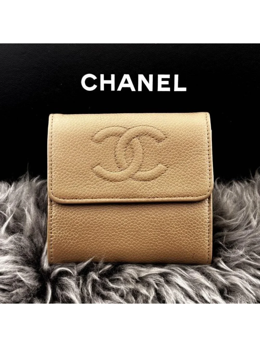 Chanel Wallet Coco Stitch Caviar Snap Trifold